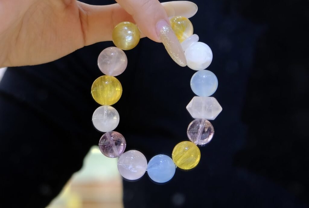 15mm 7 Chakra Balancing Bracelet with Rose Quartz & Amethyst