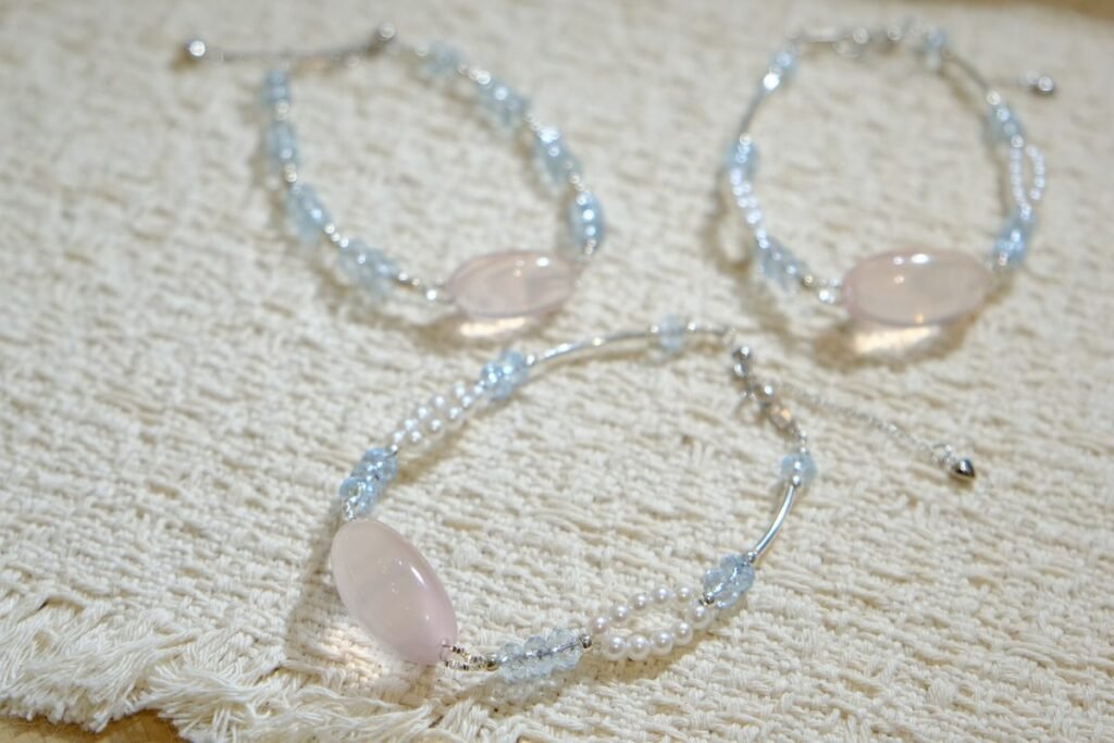 Rose Quartz Bracelet with Topaz & Freshwater Pearl