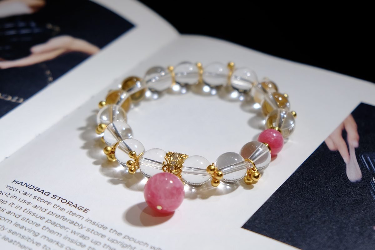 10mm Rose Quartz Bracelet with Clear Quartz