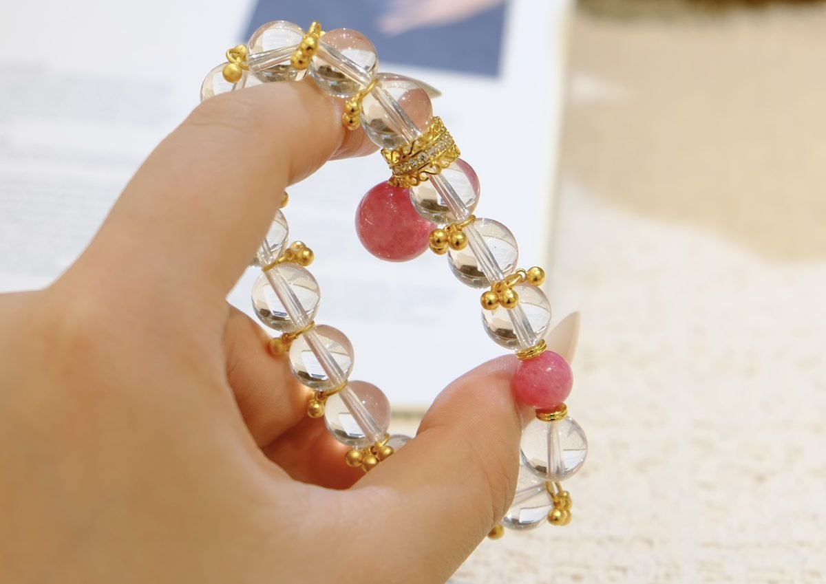 10mm Rose Quartz Bracelet with Clear Quartz - Image 3