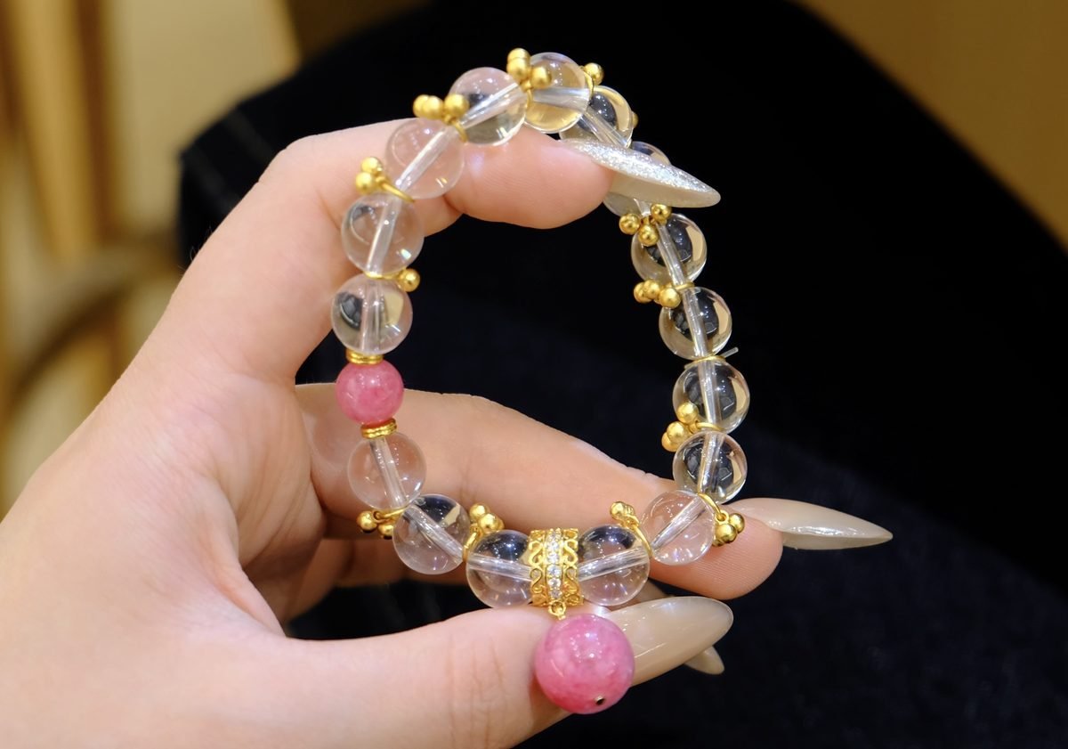 10mm Rose Quartz Bracelet with Clear Quartz - Image 4