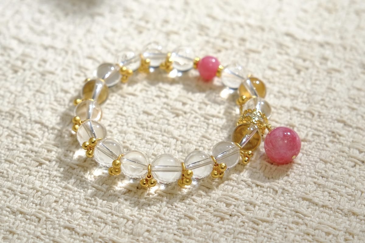 10mm Rose Quartz Bracelet with Clear Quartz - Image 5