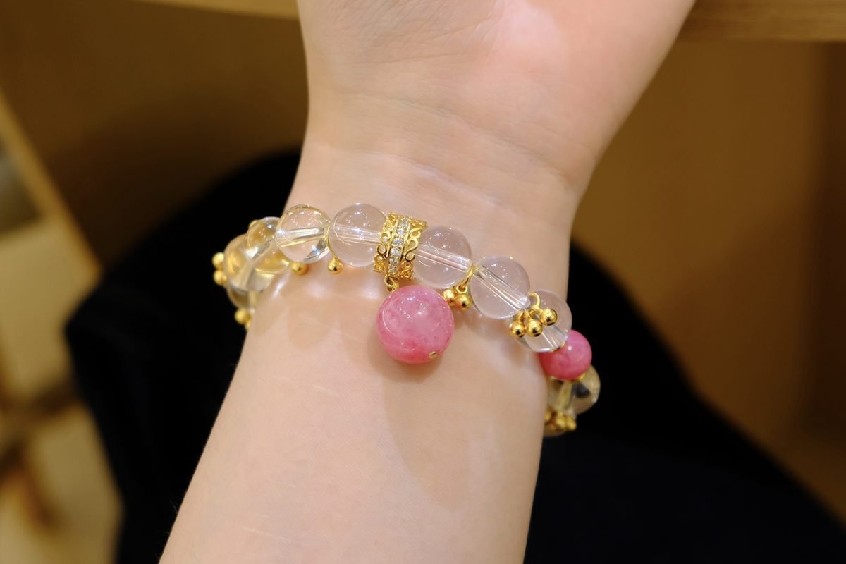 10mm Rose Quartz Bracelet with Clear Quartz - Image 6