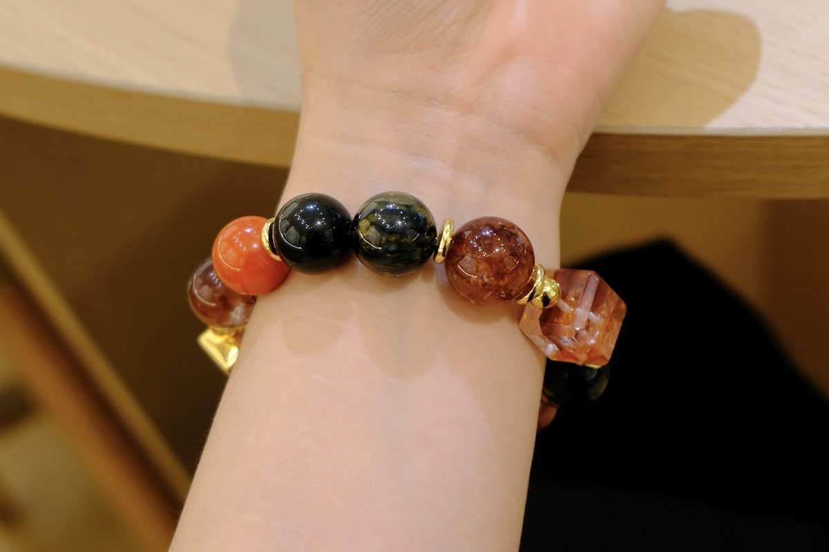 14mm 7 Chakra Balancing Square-Cut Bracelet with Red Agate - Image 6