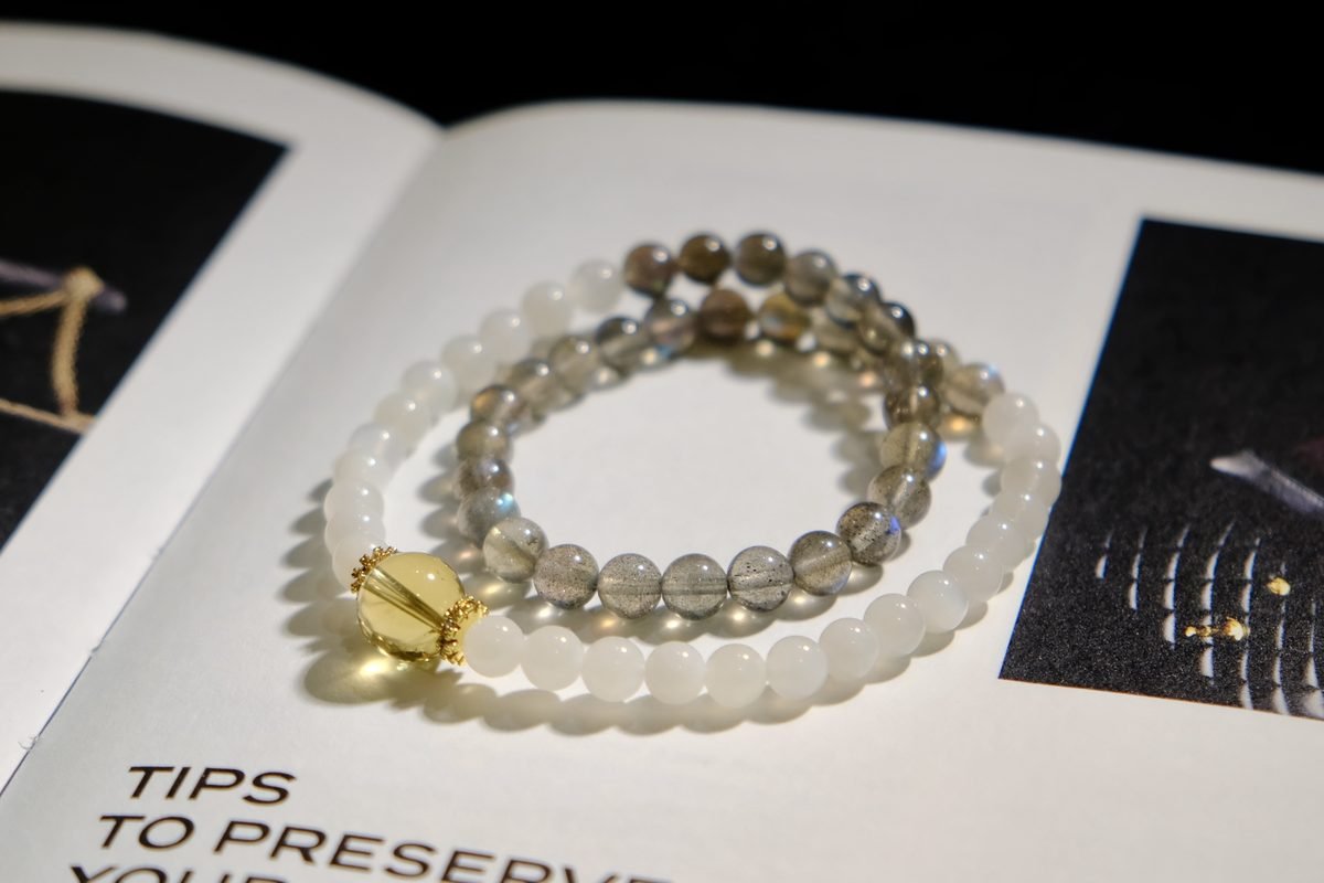 5mm Citrine Bracelet with Rainbow Moonstone