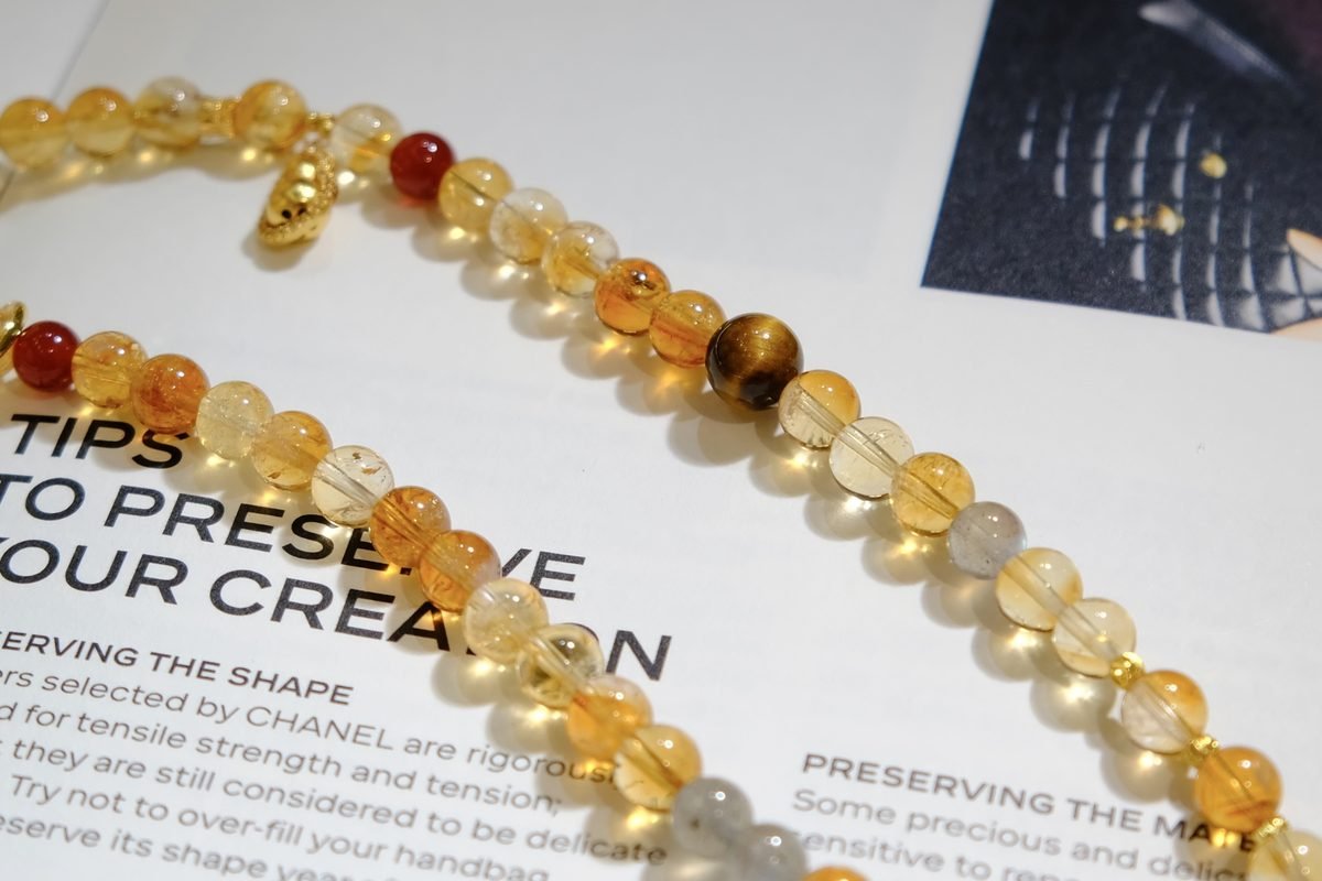 7mm Citrine Bracelet with Rainbow Moonstone & Red Agate - Image 3