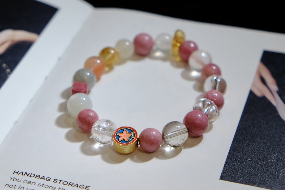 10mm Rose Quartz Bracelet with Rainbow Moonstone