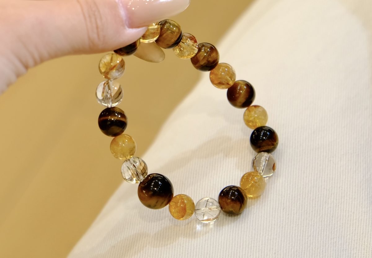 12mm Citrine Bracelet with Tiger Eye — Ref. 00189