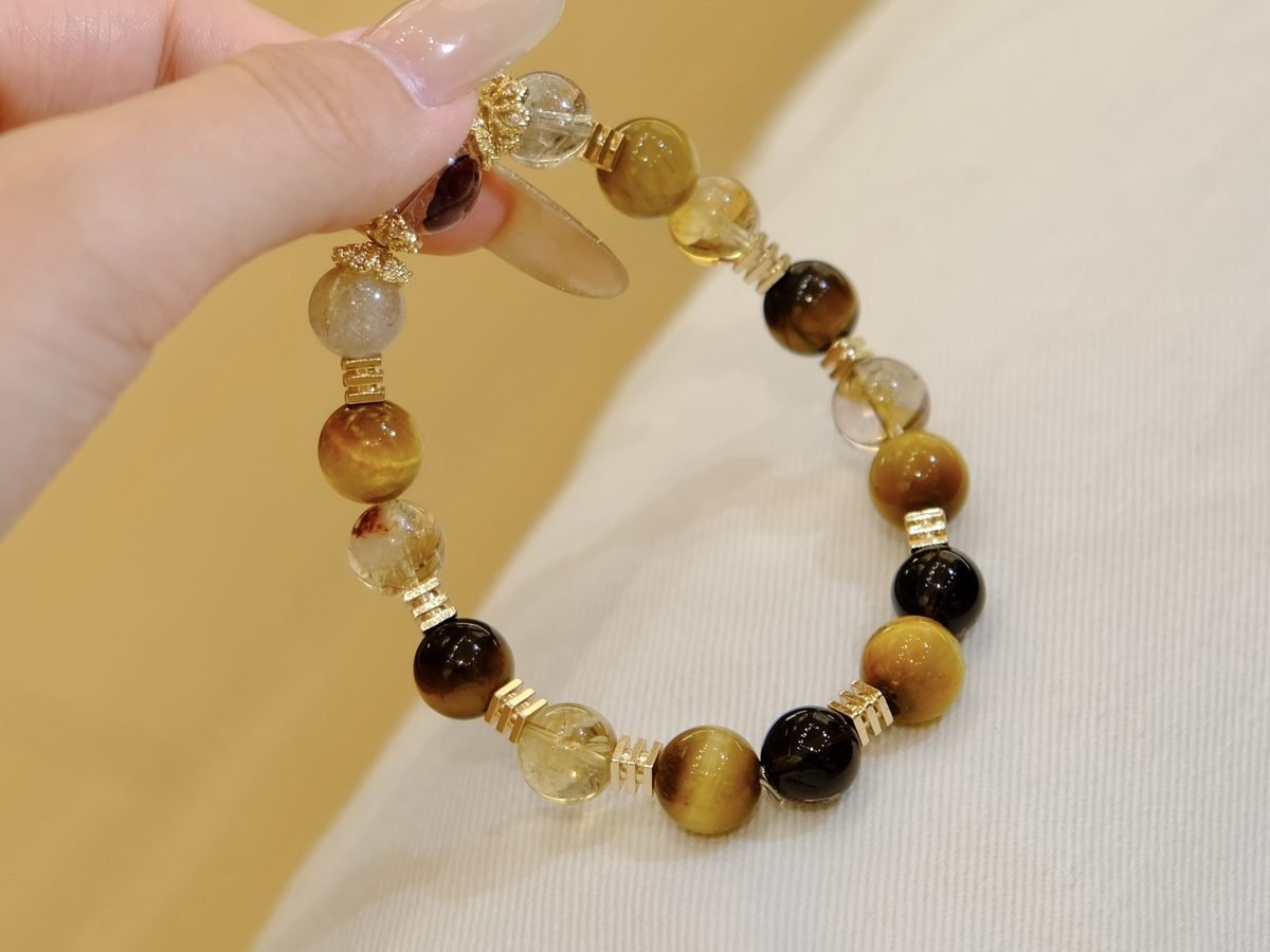 11mm Citrine Bracelet with Smoky Quartz & Rutilated Quartz - Image 2
