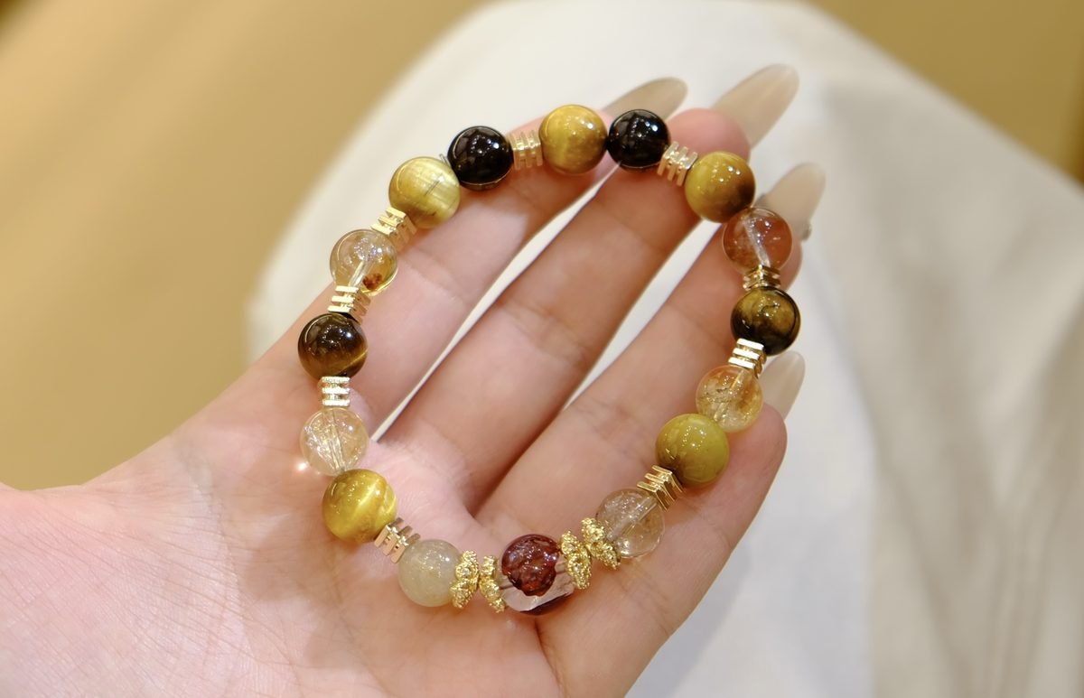 11mm Citrine Bracelet with Smoky Quartz & Rutilated Quartz - Image 3