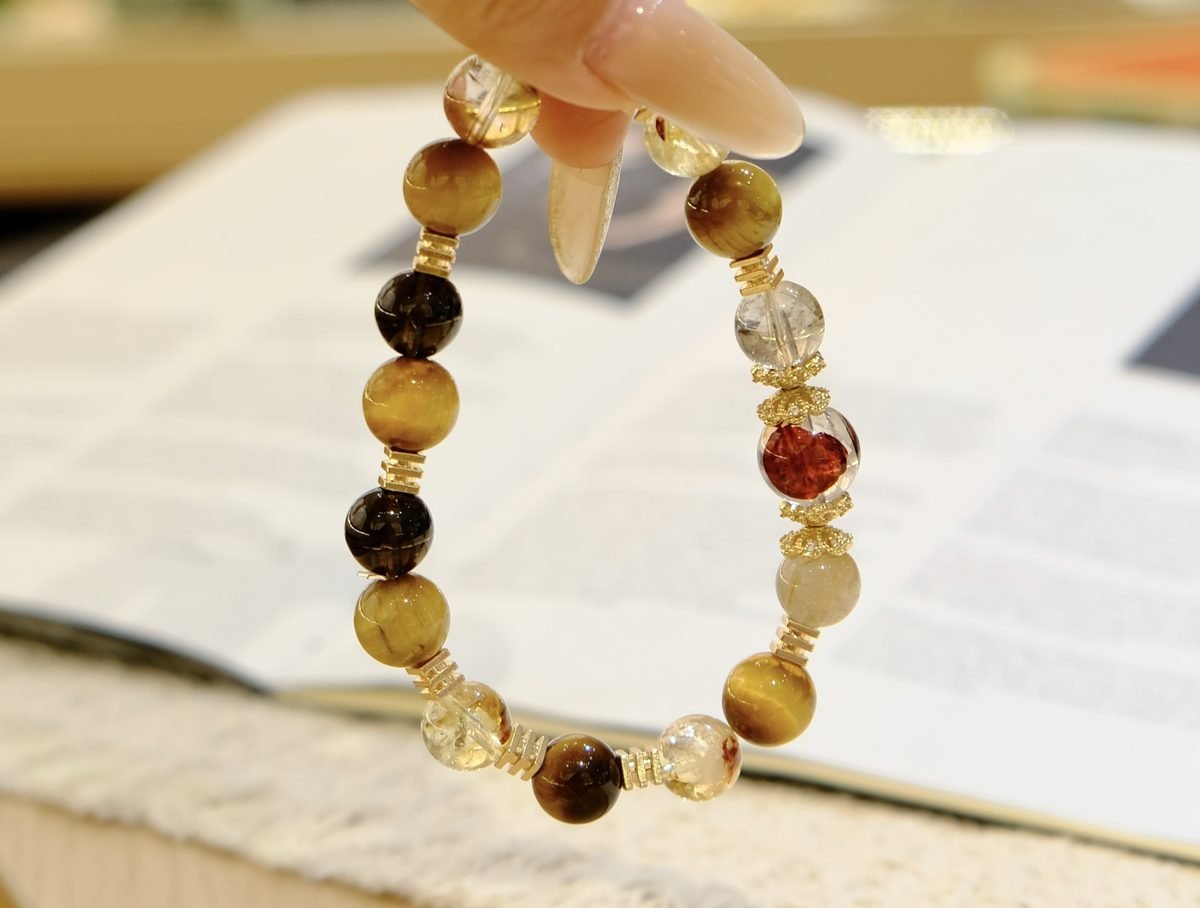 11mm Citrine Bracelet with Smoky Quartz & Rutilated Quartz - Image 5
