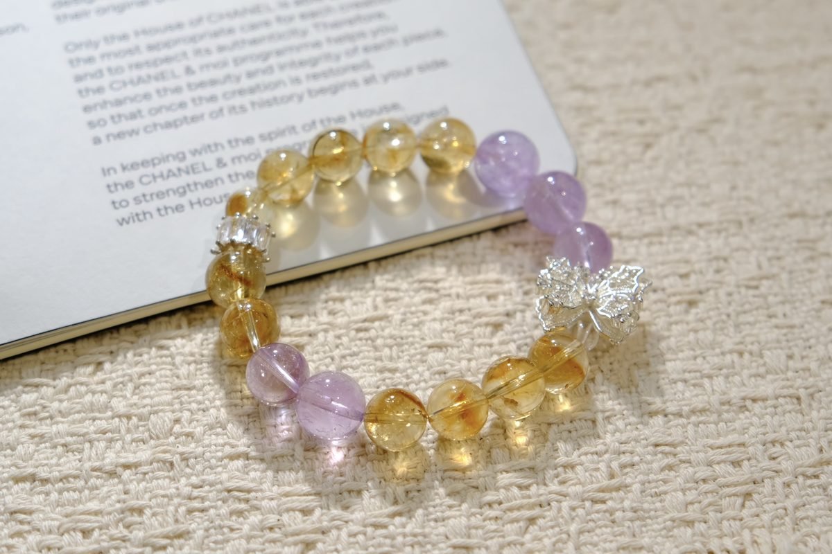 11mm Citrine Bracelet with Amethyst