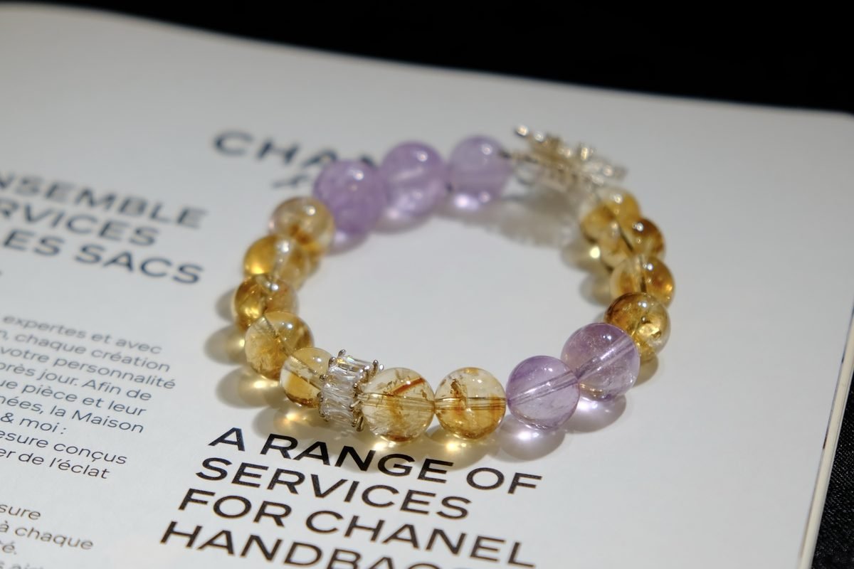11mm Citrine Bracelet with Amethyst - Image 2