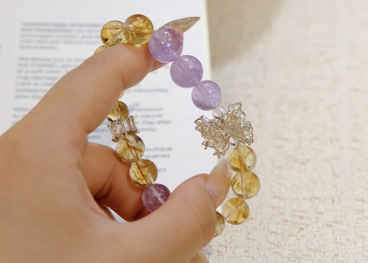 11mm Citrine Bracelet with Amethyst - Image 3
