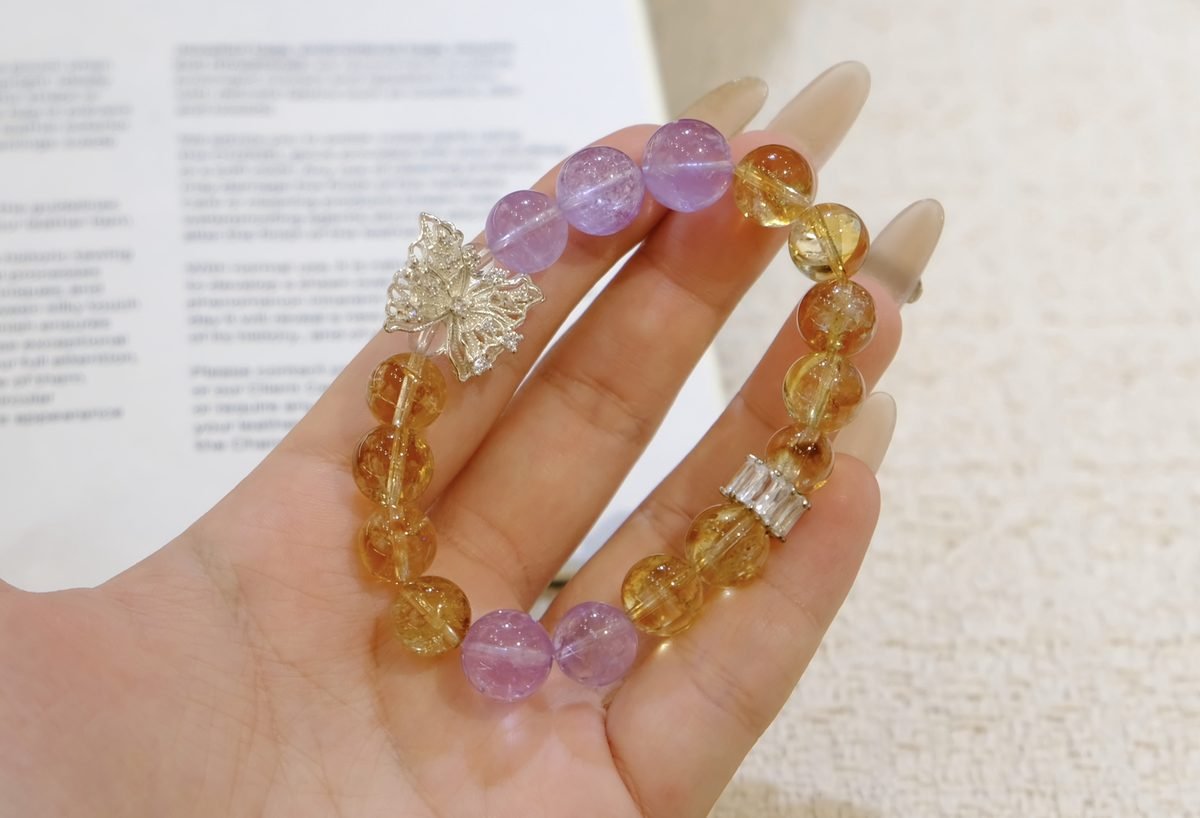 11mm Citrine Bracelet with Amethyst - Image 4