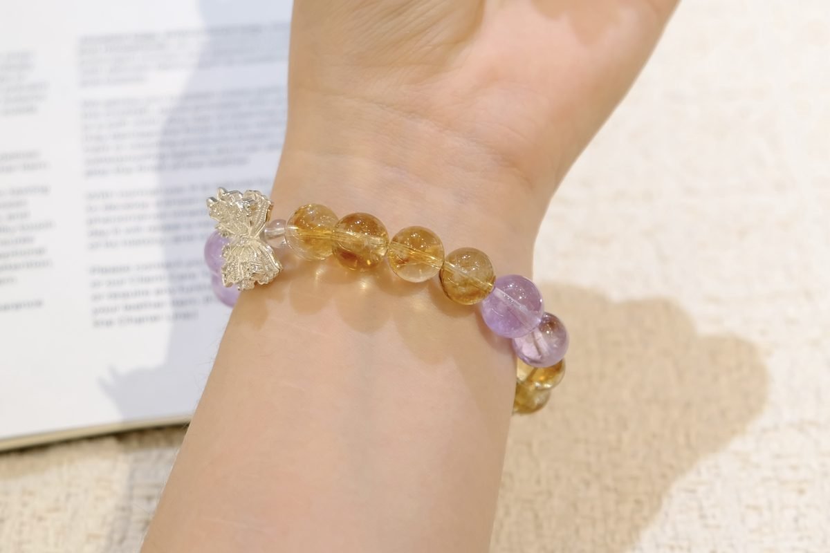 11mm Citrine Bracelet with Amethyst - Image 6