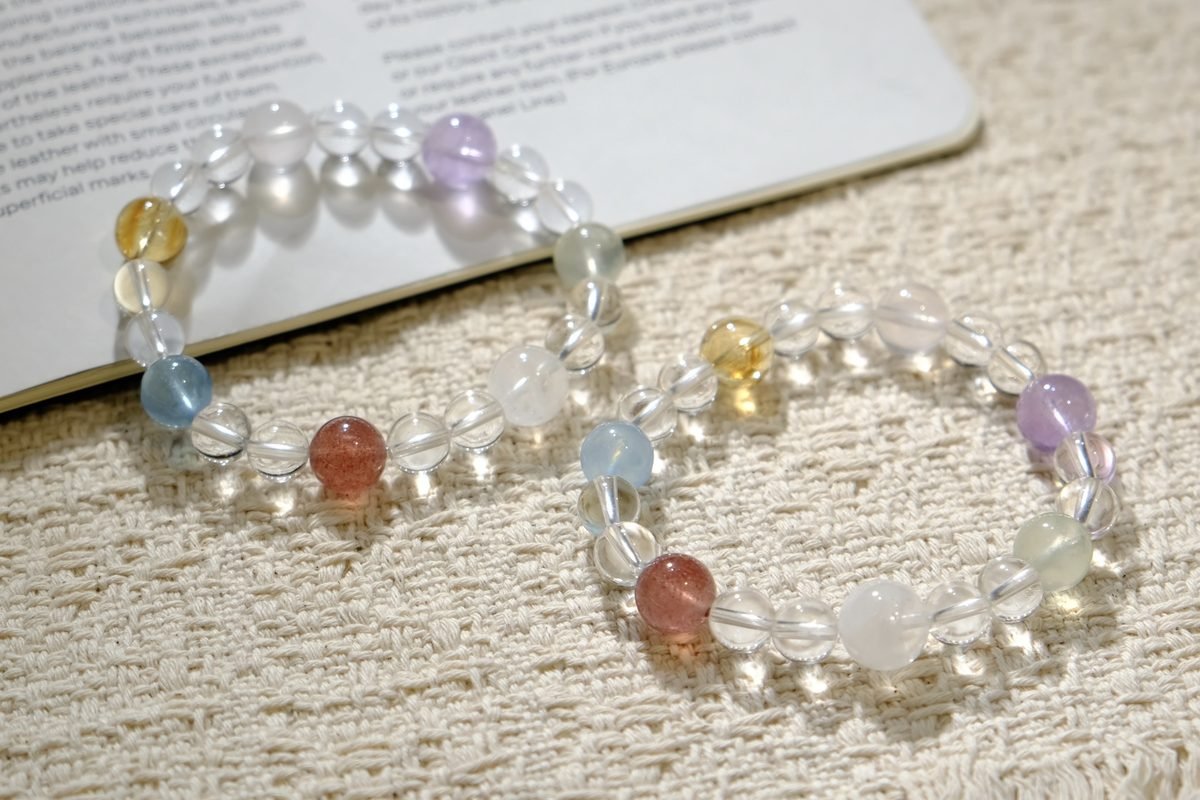 9mm 7 Chakra Balancing Bracelet with Clear Quartz