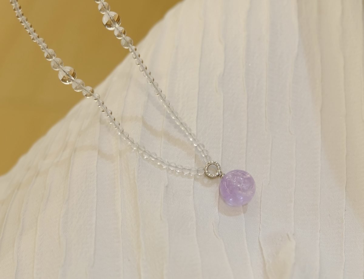 15mm Amethyst Bracelet with Clear Quartz