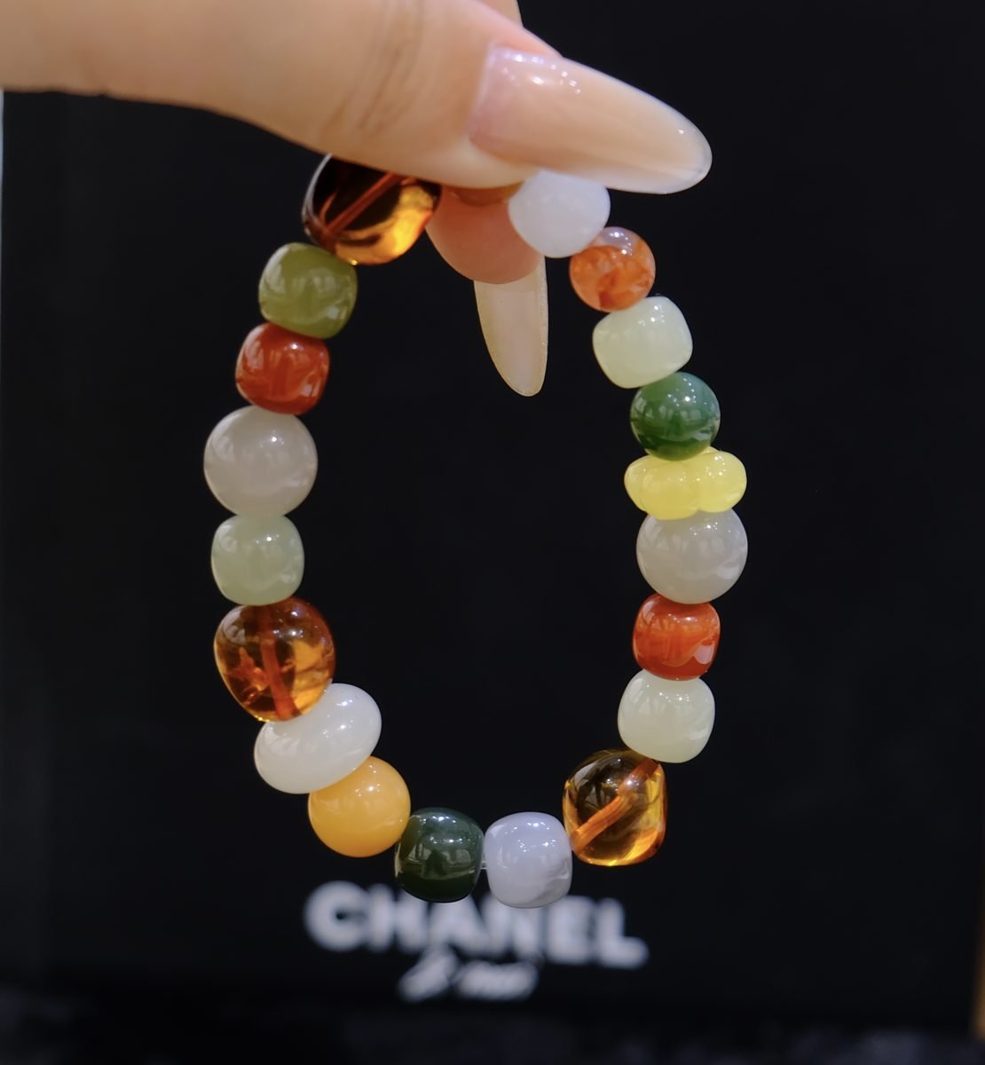 11mm 7 Chakra Balancing Bracelet with Jade & Red Agate - Image 2