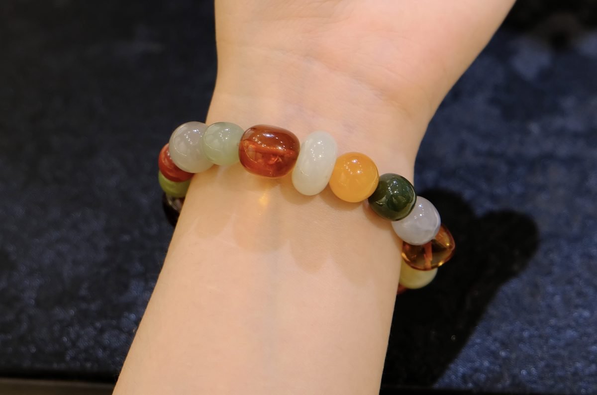 11mm 7 Chakra Balancing Bracelet with Jade & Red Agate - Image 6