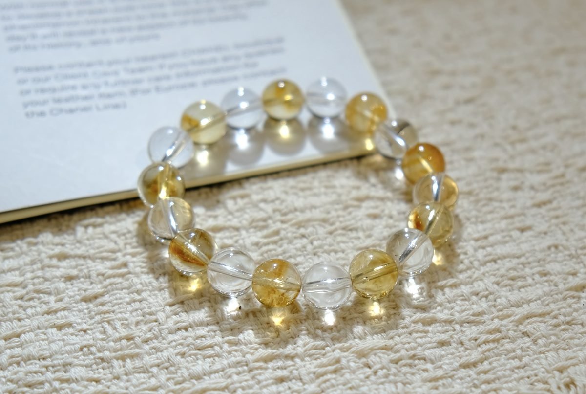 10mm Citrine Bracelet with Clear Quartz