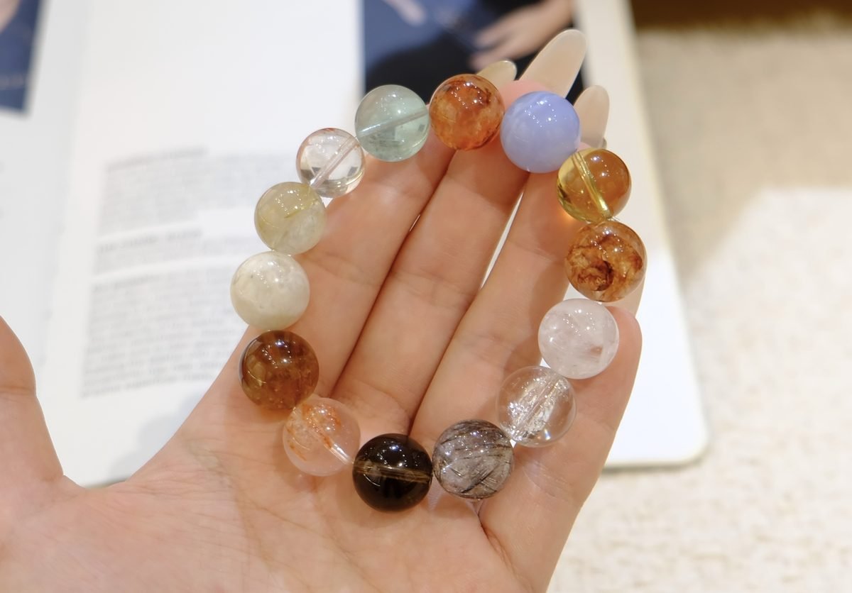 14mm 7 Chakra Balancing Bracelet with Smoky Quartz & Fluorite - Image 3