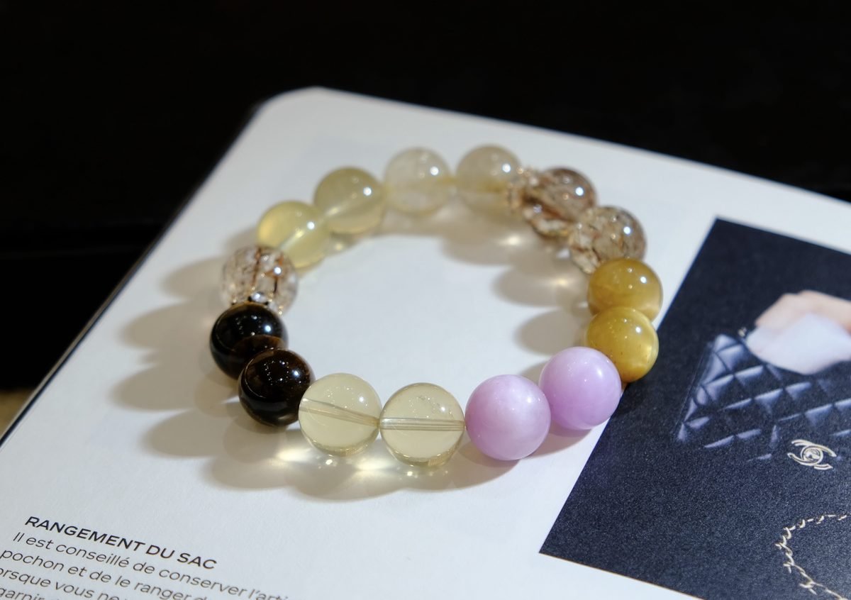 12mm Amethyst Bracelet with Citrine & Rutilated Quartz - Image 2