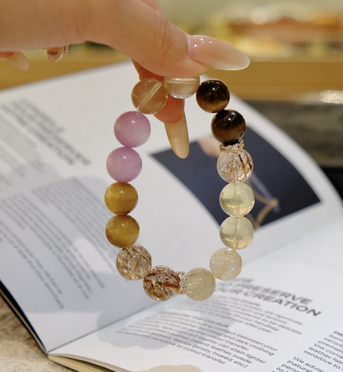 12mm Amethyst Bracelet with Citrine & Rutilated Quartz - Image 5