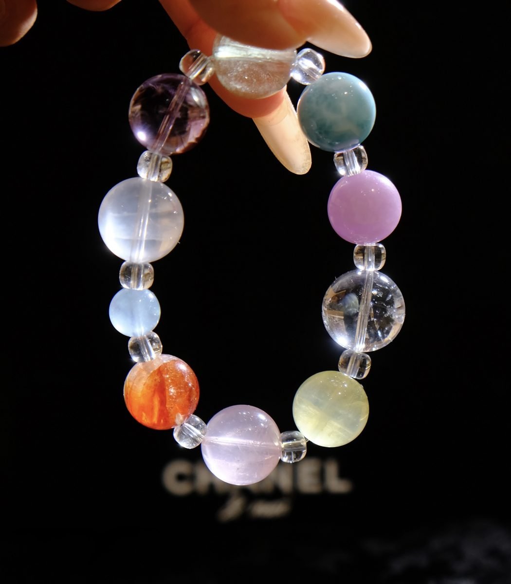 16mm 7 Chakra Balancing Bracelet with Clear Quartz