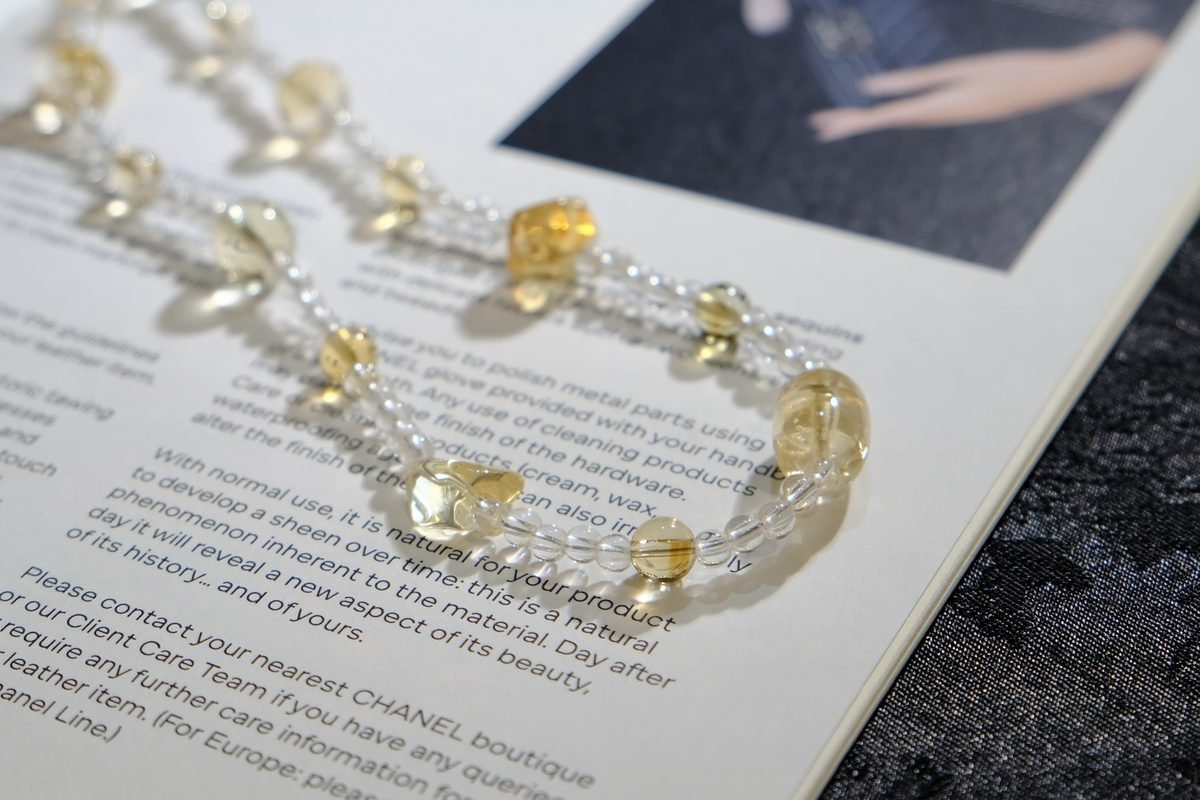 3mm 7 Chakra Balancing Necklace with Citrine & Clear Quartz
