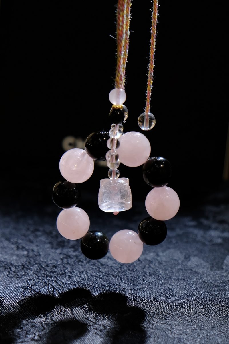 23mm Rose Quartz Bracelet with Black Obsidian & Obsidian