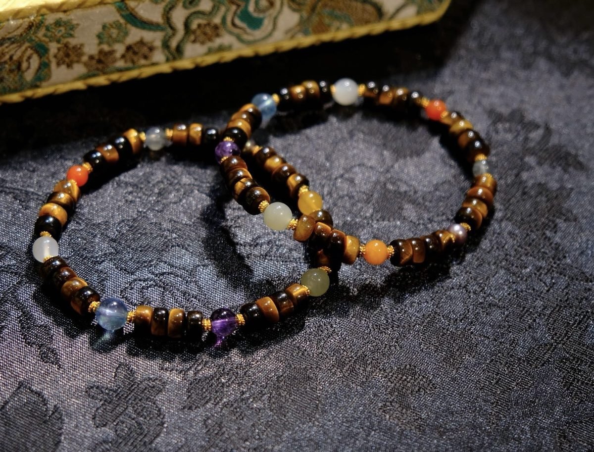 6mm 7 Chakra Balancing Bracelet with Tiger Eye