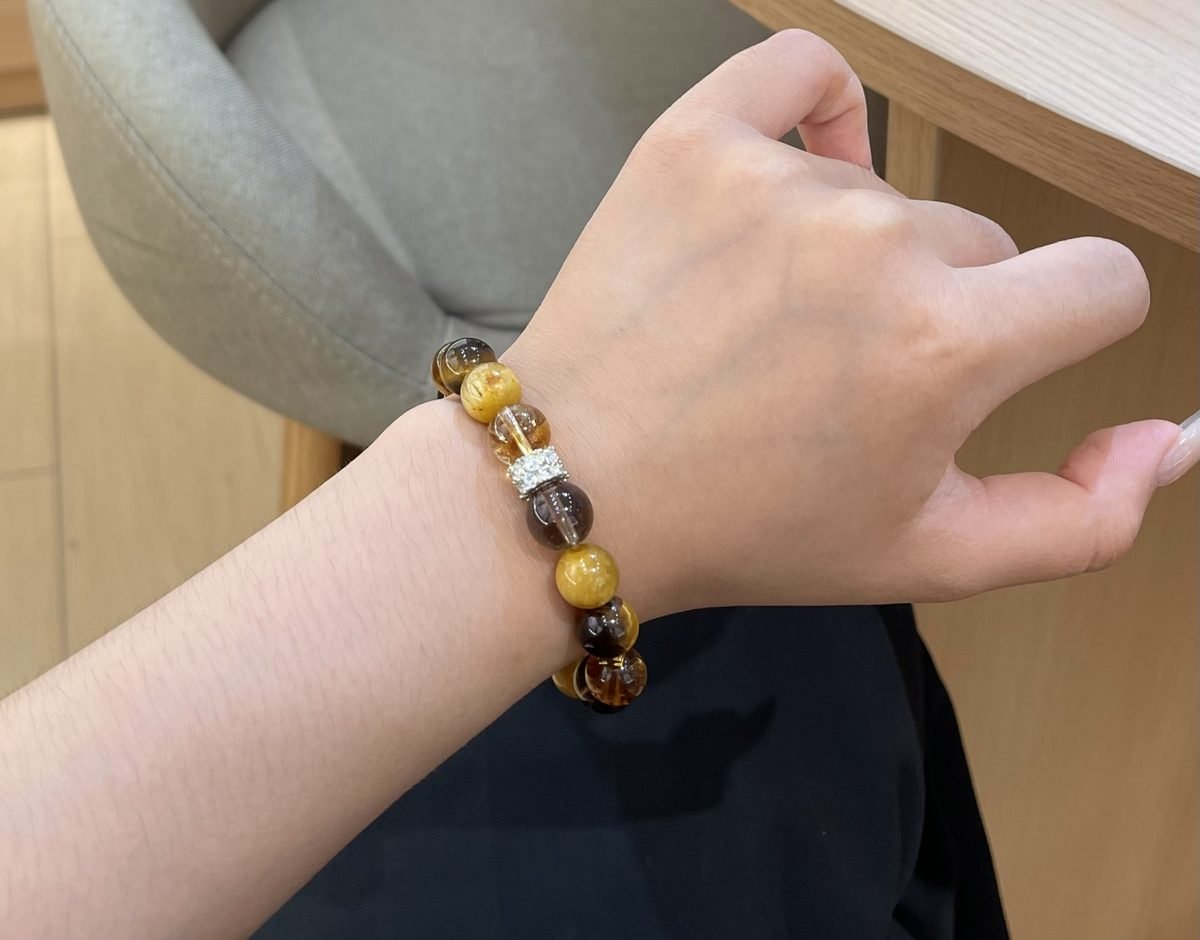 10mm Citrine Bracelet with Smoky Quartz & Tiger Eye - Image 6