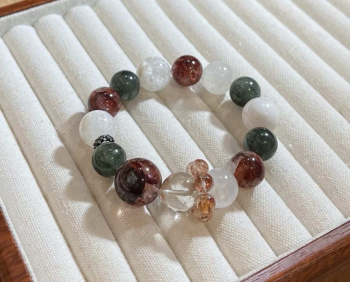 14mm 7 Chakra Balancing Bracelet with Rainbow Moonstone