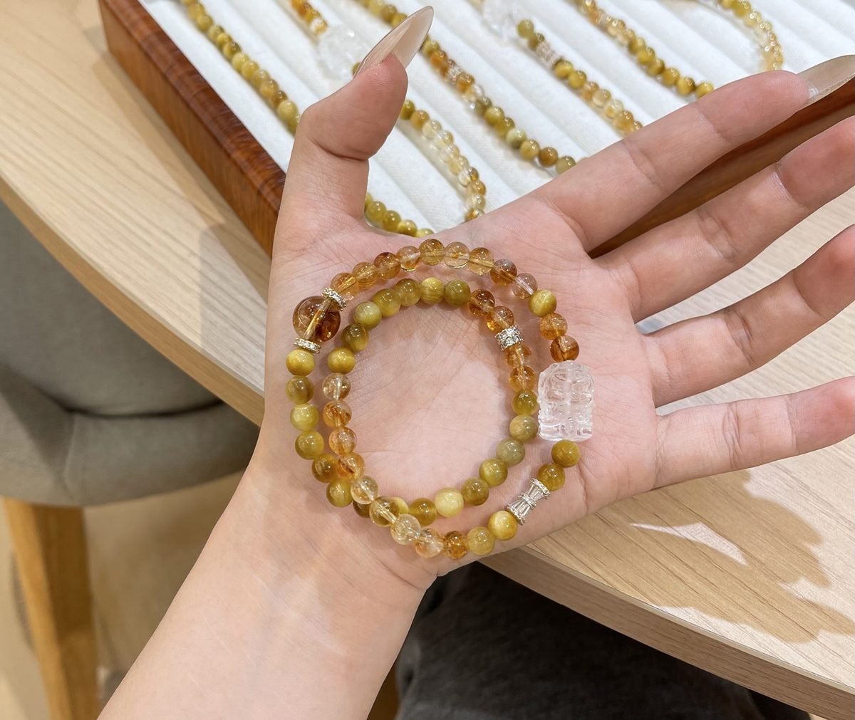 6mm Citrine Bracelet with Tiger Eye — Ref. 00382 - Image 3