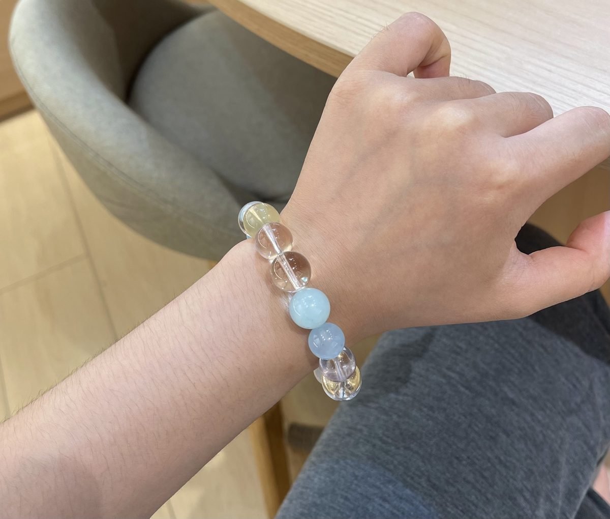 12mm 7 Chakra Balancing Bracelet with Rose Quartz & Clear Quartz - Image 6