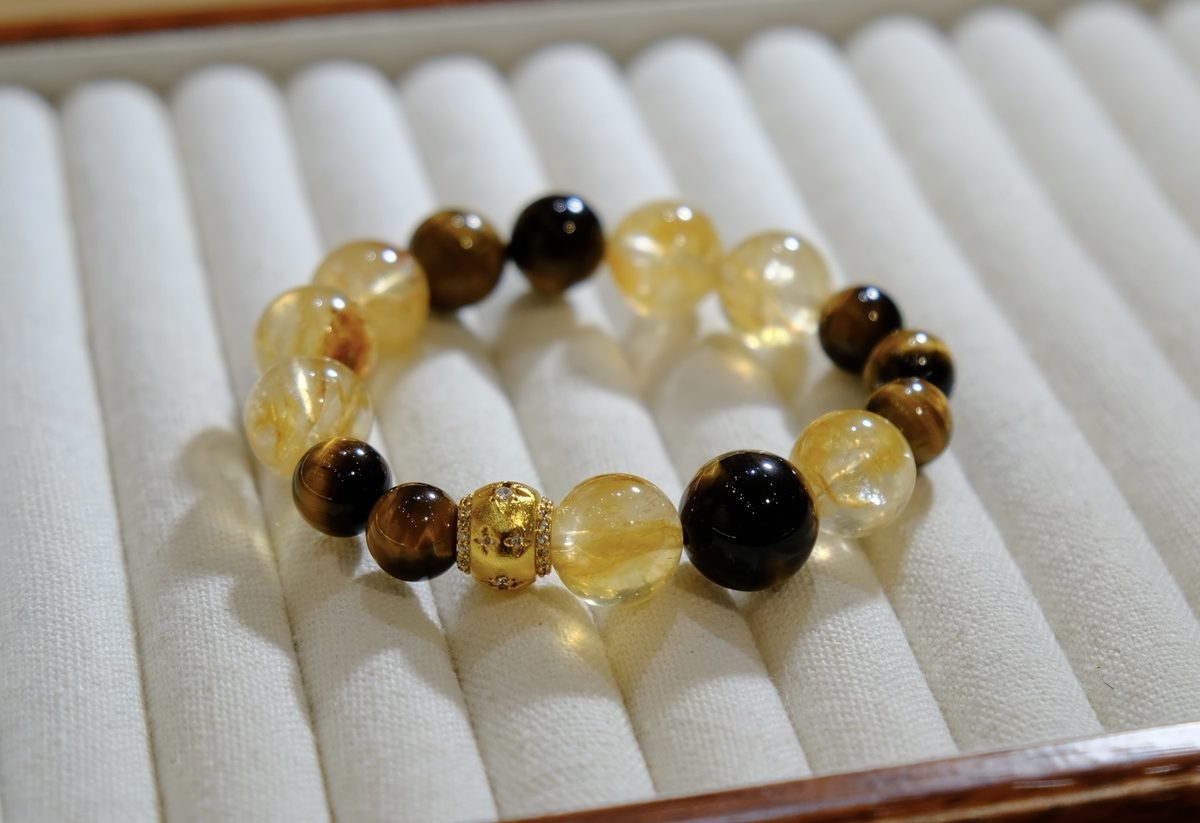 14mm Citrine Bracelet with Tiger Eye — Ref. 00414 - Image 2