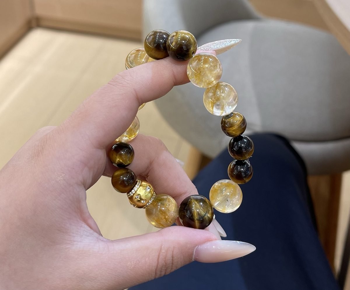 14mm Citrine Bracelet with Tiger Eye — Ref. 00414 - Image 6