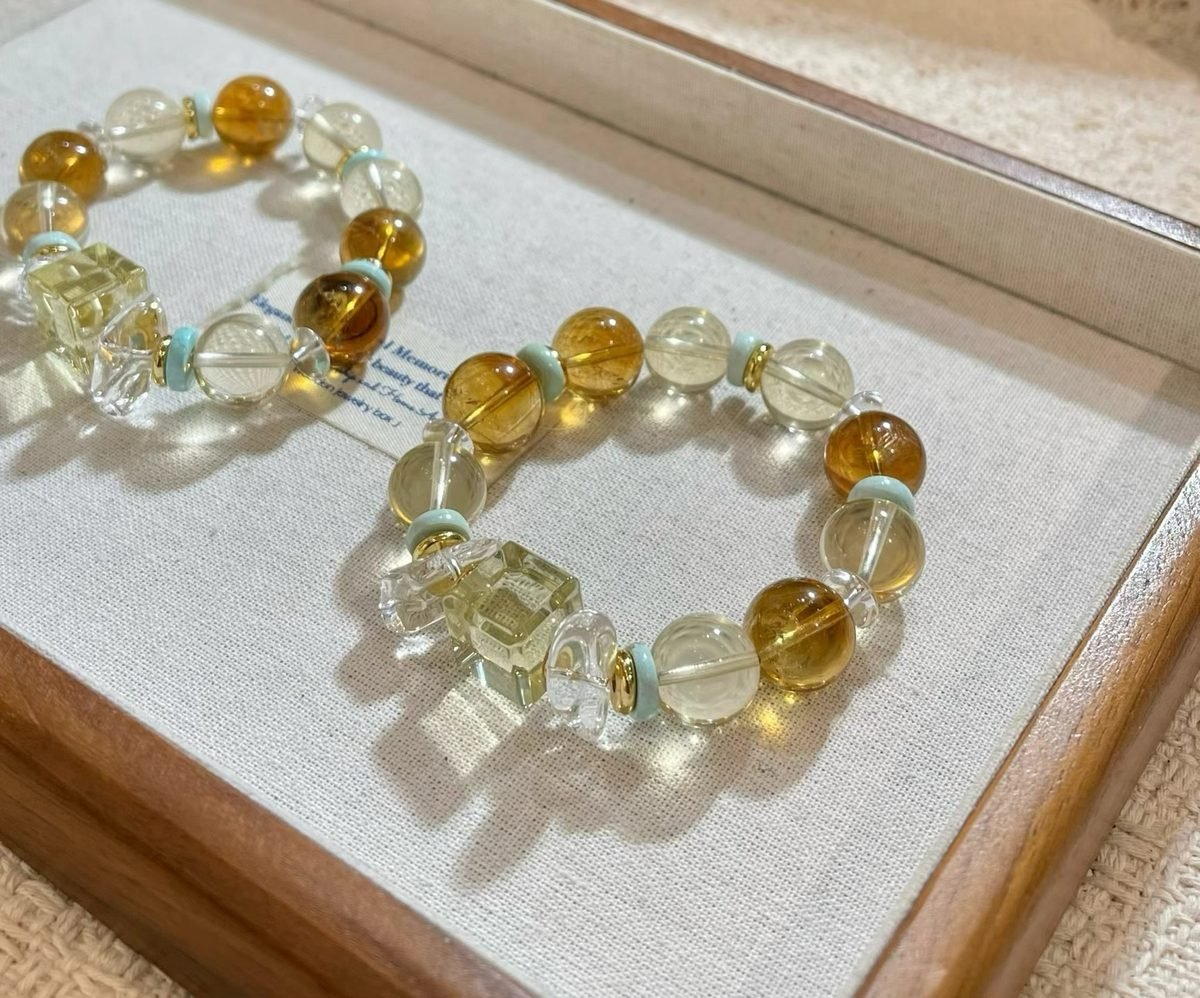 13mm 7 Chakra Balancing Square-Cut Bracelet with Citrine