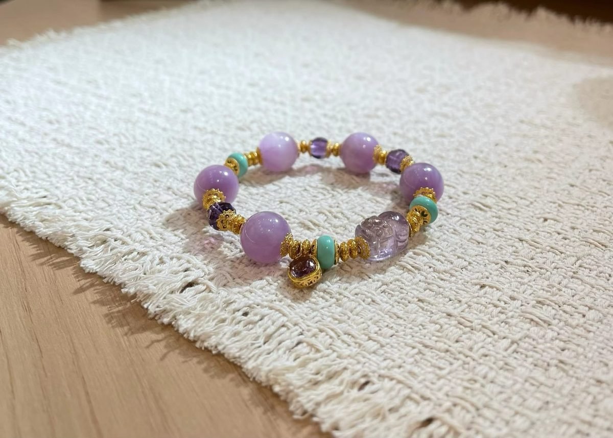 13mm Amethyst Bracelet with Kunzite — Ref. 00457