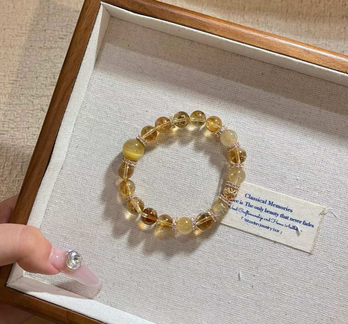 9mm Citrine Bracelet with Rutilated Quartz & Tiger Eye — Ref. 00465