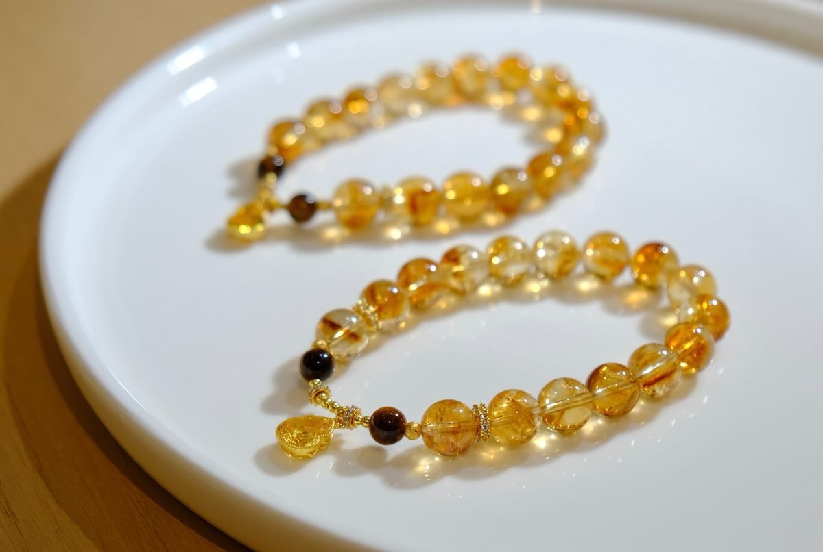 6mm Citrine Bracelet with Tiger Eye — Ref. 00495