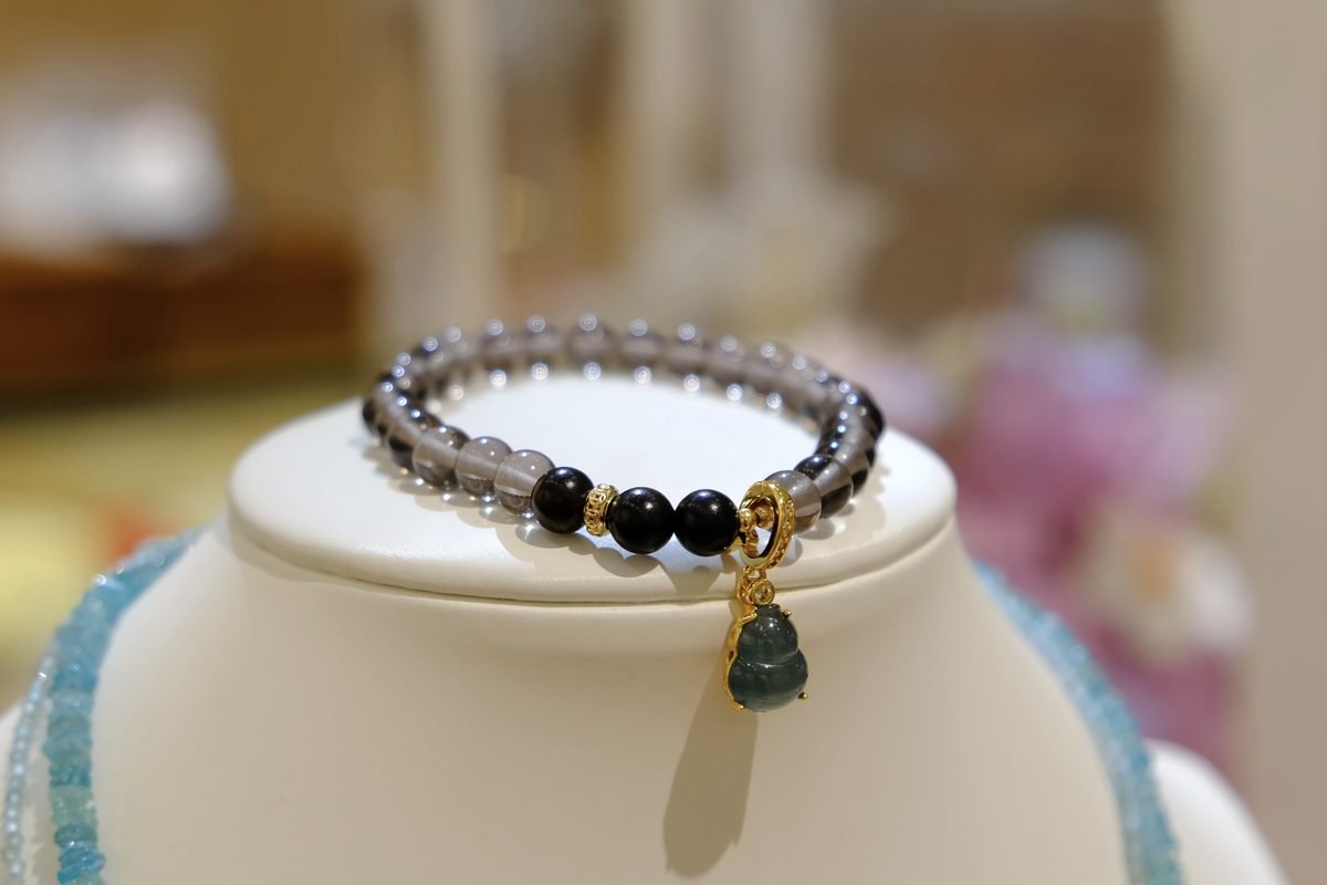 6mm Black Obsidian Bracelet with Jade