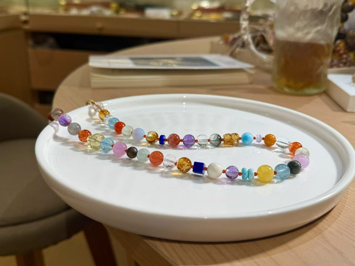 7 Chakra Balancing Necklace with Rose Quartz & Amethyst