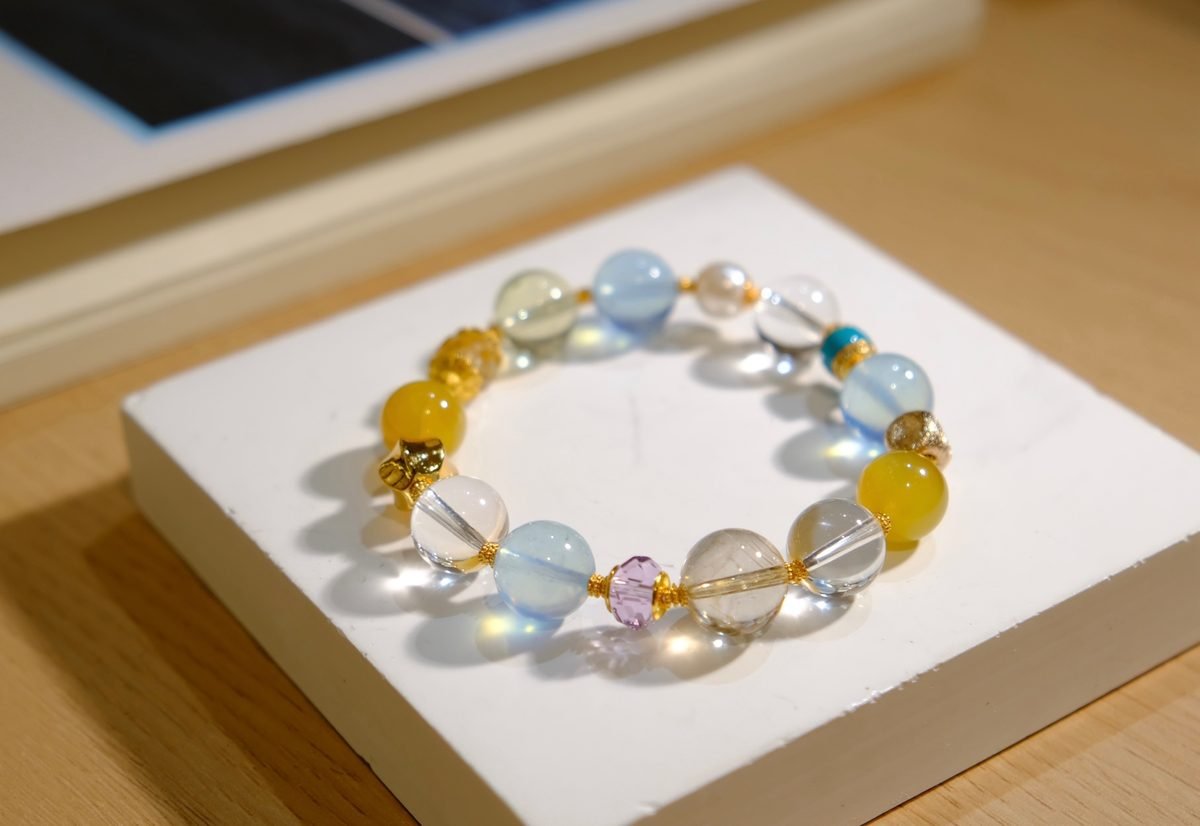 7 Chakra Balancing Bracelet with Amethyst & Amber