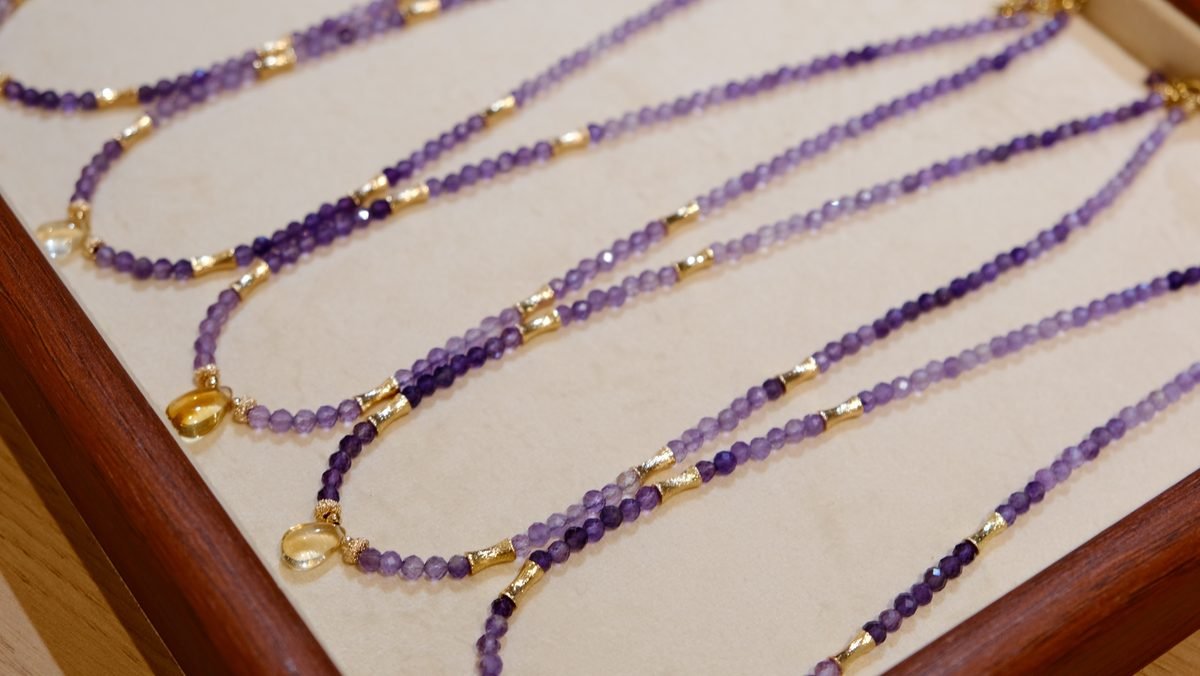 Amethyst Faceted Necklace with Citrine