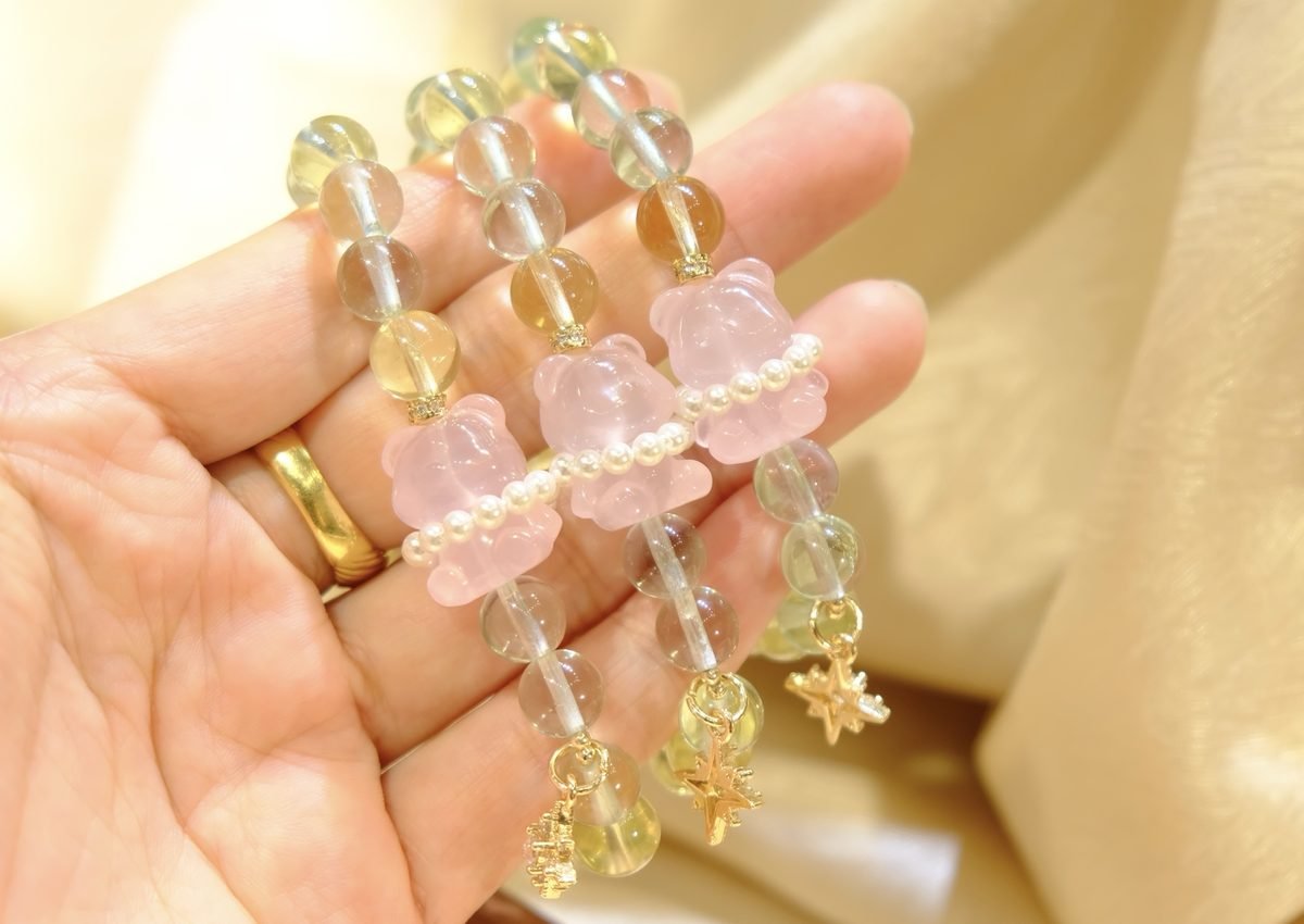 8mm Glass-Clear Citrine Bracelet with Rose Quartz & Fluorite - Image 4