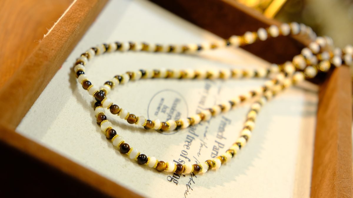 5mm Citrine Necklace with Tiger Eye - Image 2