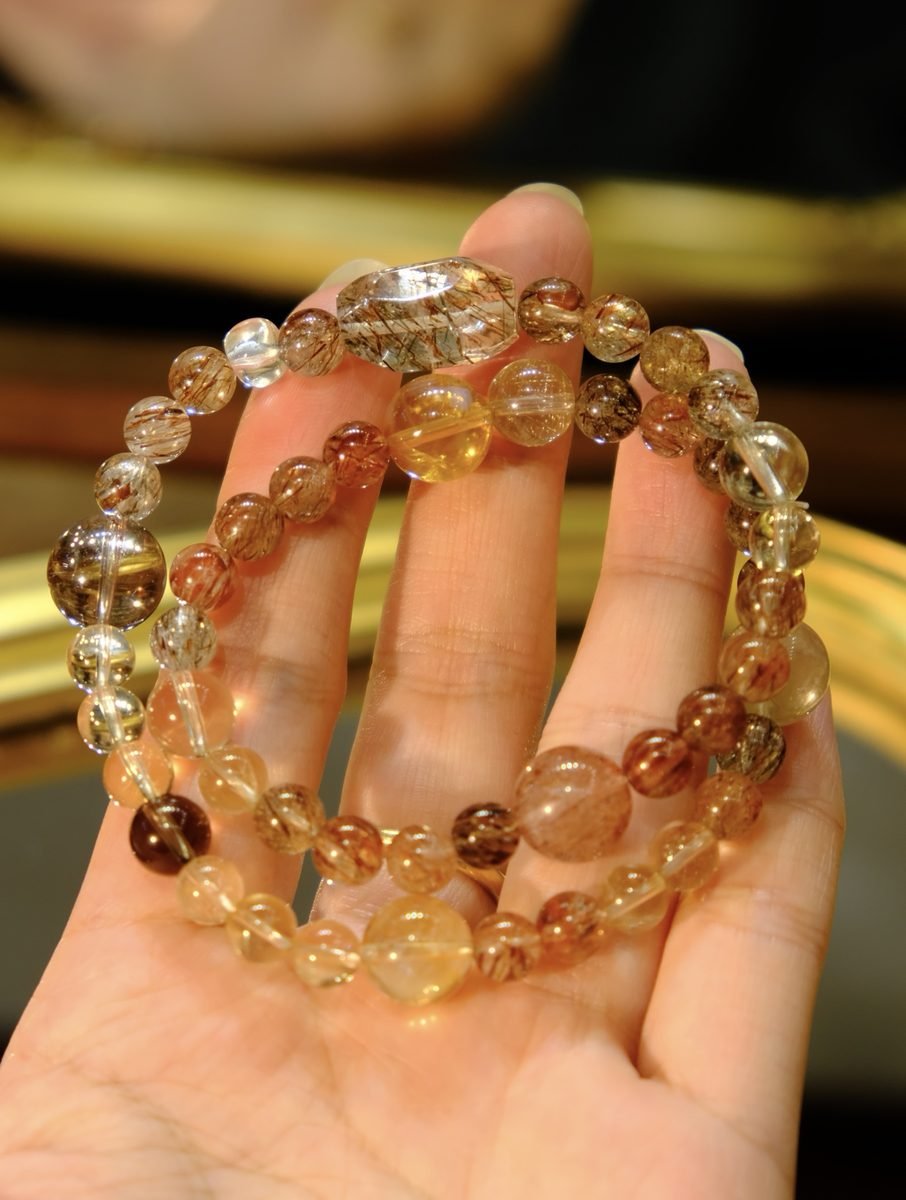 5mm Citrine Bracelet with Rutilated Quartz - Image 3