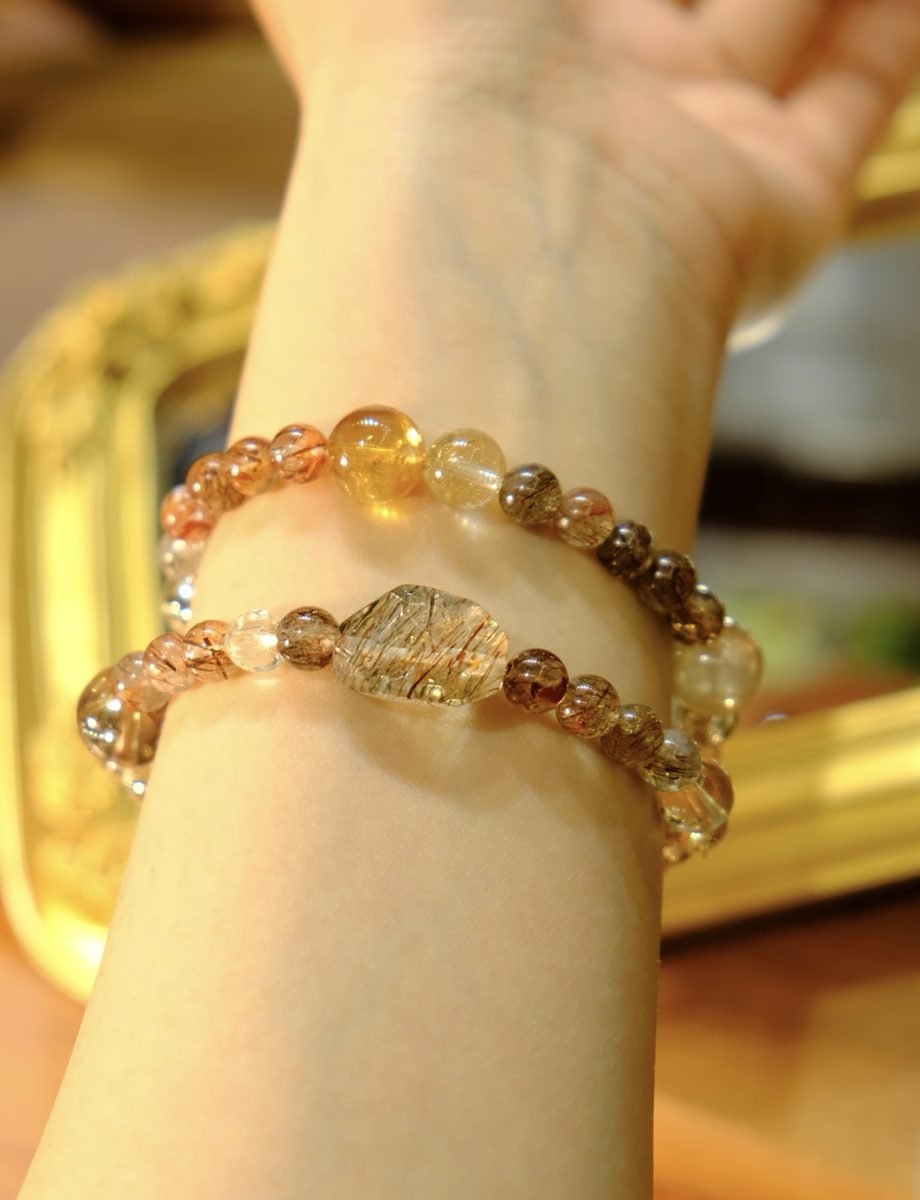5mm Citrine Bracelet with Rutilated Quartz - Image 4
